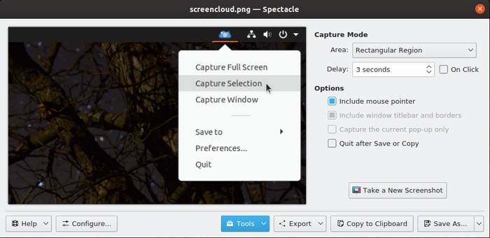 8  Ferramentas de captura de tela do Linux Spectacle