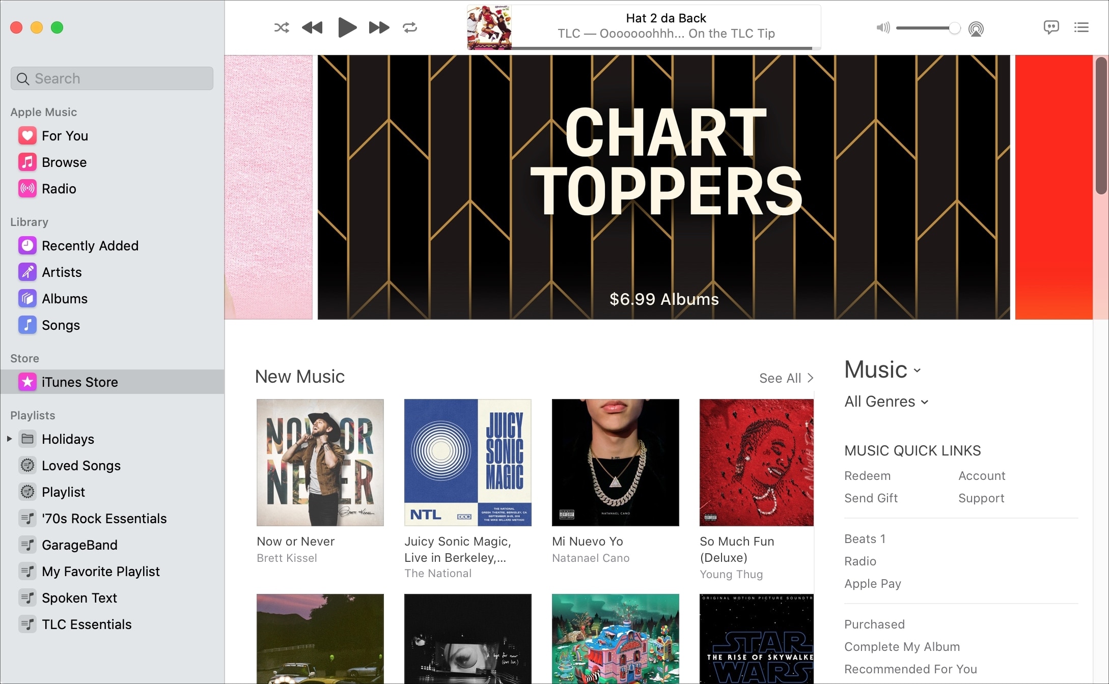 Veja a iTunes Store na música no Mac