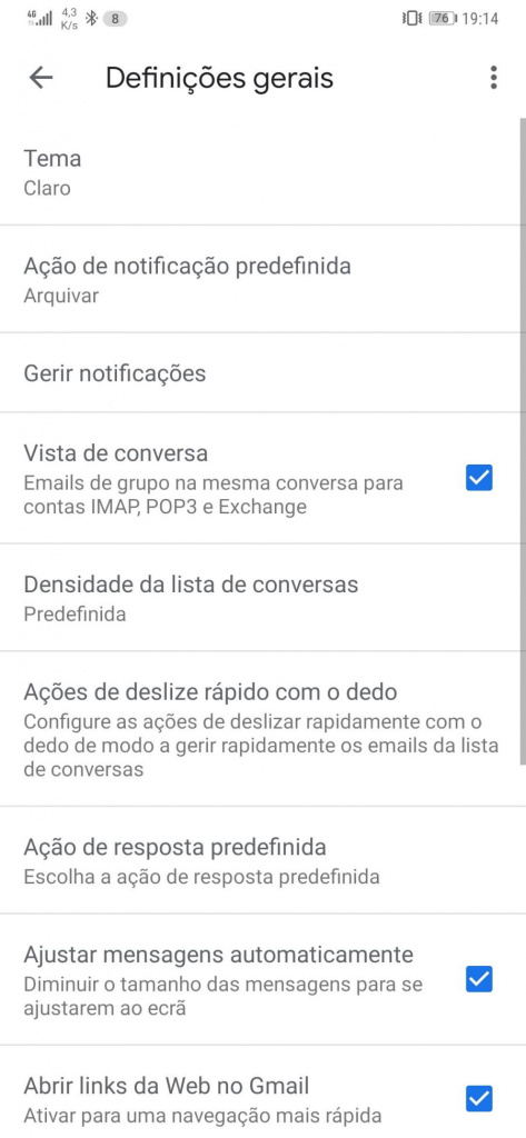 Gmail dark mode Google app problema