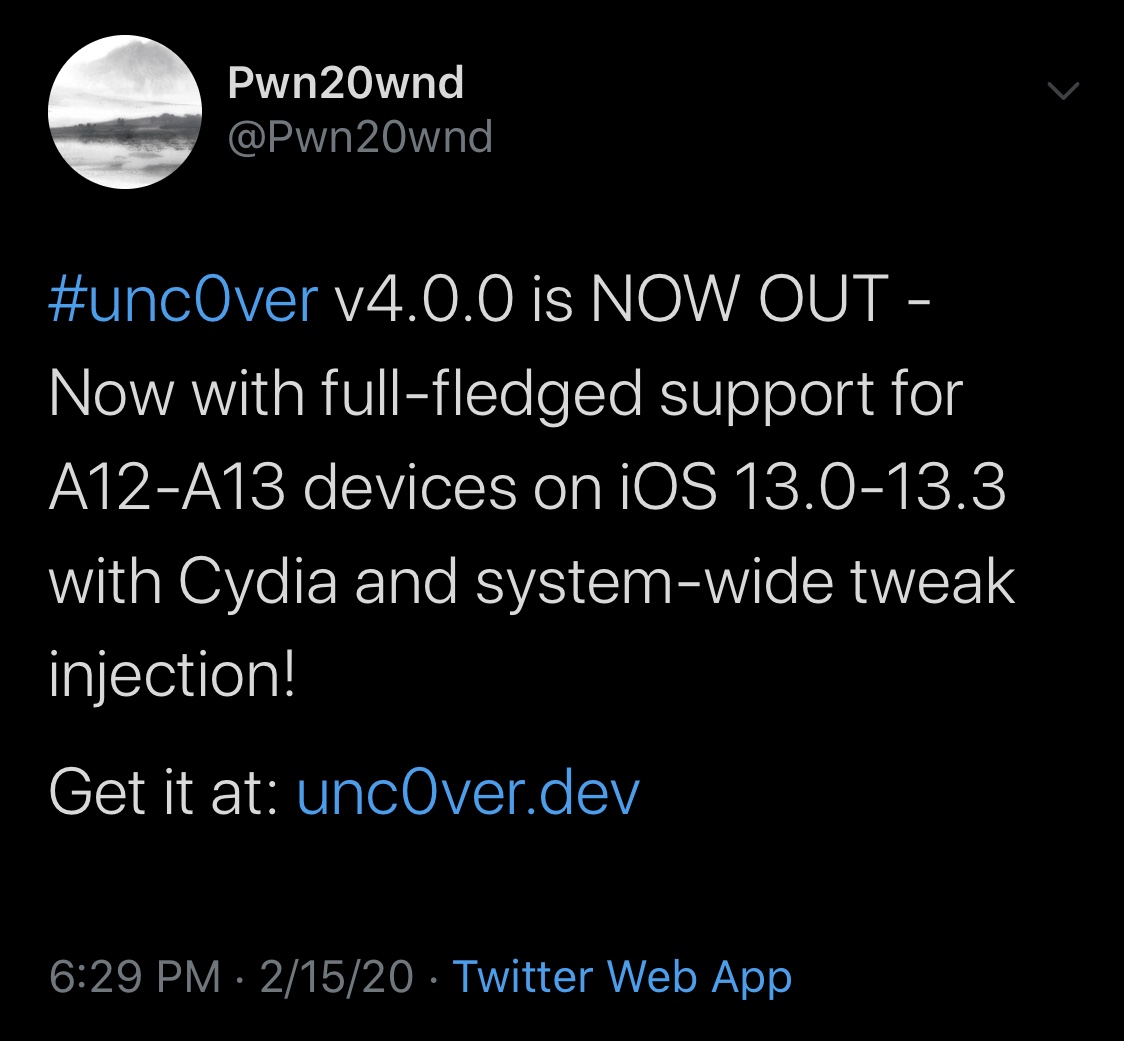 Unc0ver v4.0.0 adiciona suporte para dispositivos A12 (X) -A13 no iOS 13.0-13.3 2