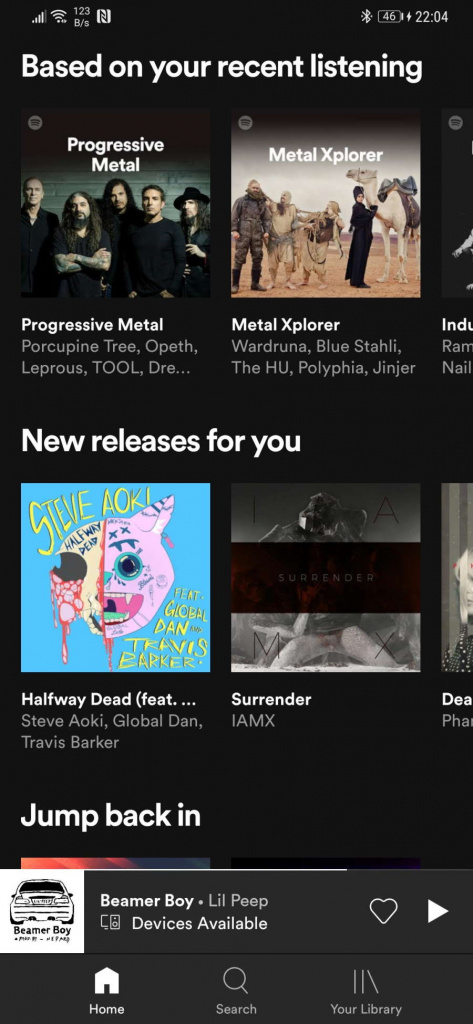 Spotify novidade ecrã principal música