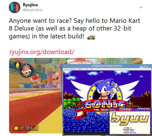 Notícias de emulação: Ryujinx agora pode executar Mario Kart 8 Deluxe muito bem, graças ao suporte binário ARM de 32 bits e byuu, higan, bsnes, todos recebem melhorias notáveis, incluindo enorme aumento de desempenho no byuu!