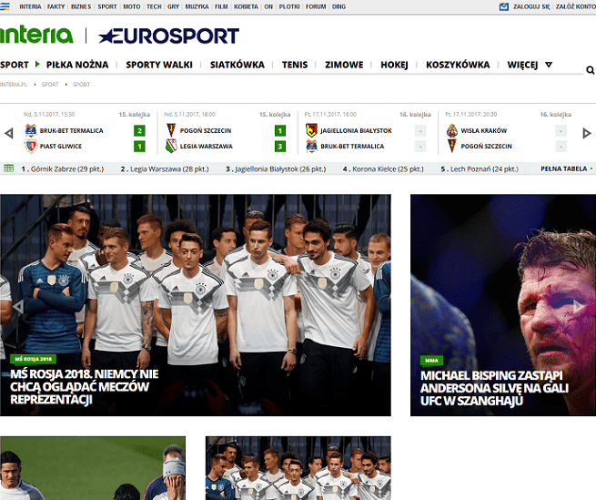 Começou a venda de anúncios no Eurosport.interia.pl